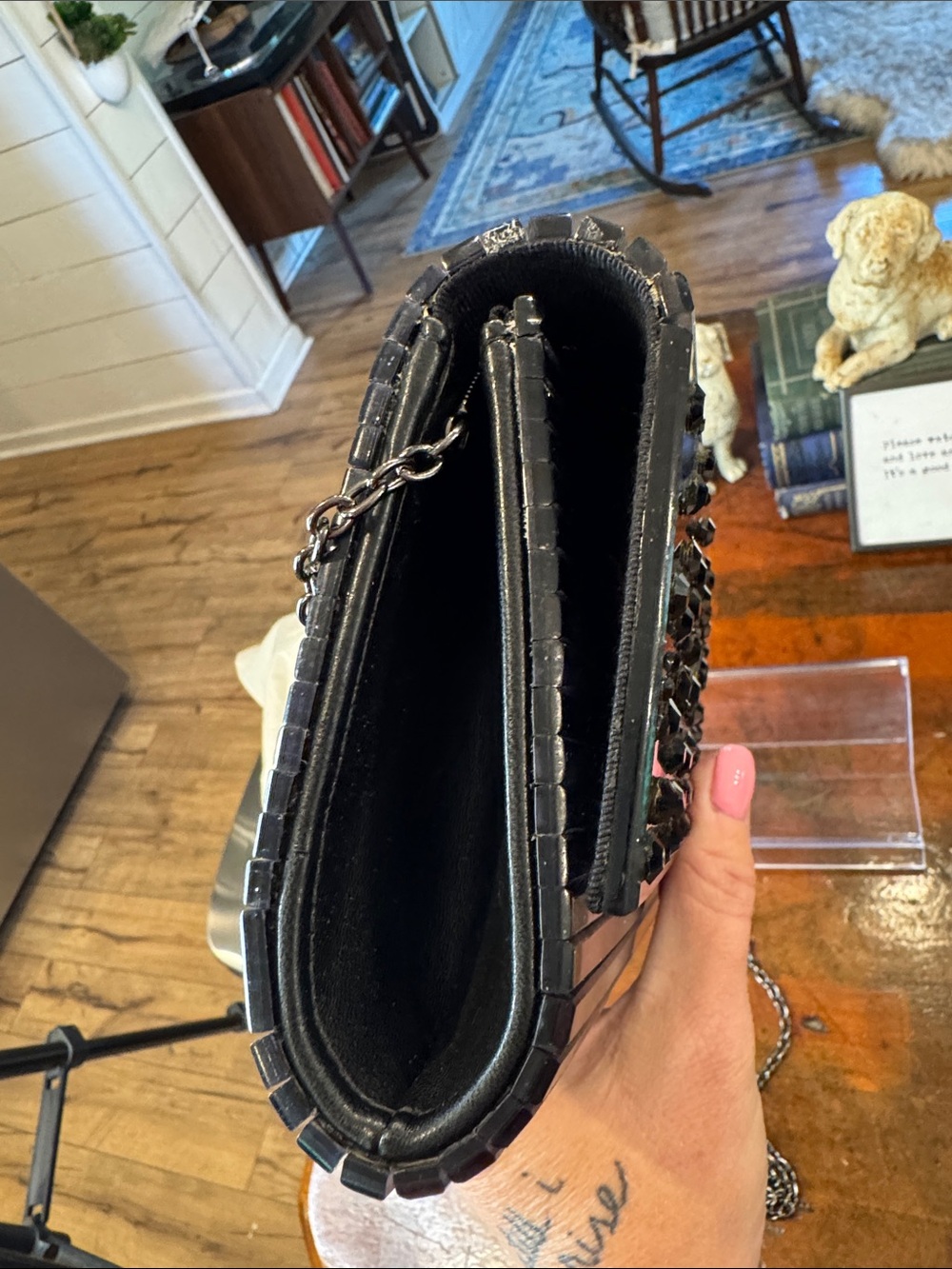 Kurt Geiger Black Beaded Crossbody Clutch - Picture 9 of 9